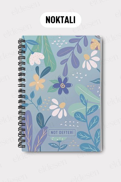 Eldesen Tasarım A5 Spiral Dotted School Notebook, 50 Sheets 100 Pages, Cardboard Cover Notepad