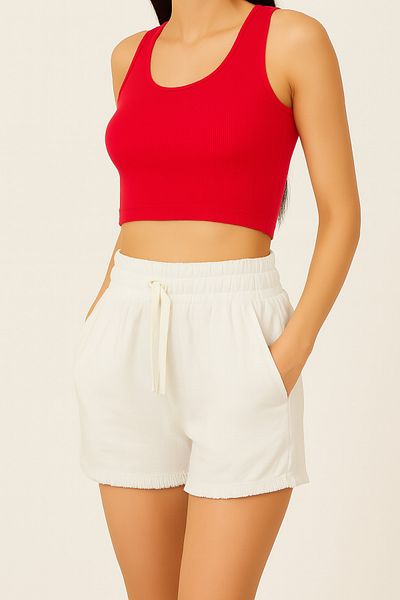 ocke High Waist Leg Tassel Pocket Women's Shorts