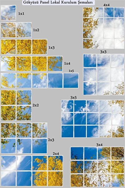 Gökyüzü Panel 124cm X 186cm-altılı- Led-sıva Üstü-324 Watt-162 Watt-asma Tavan Led Aydınlatma-avize Modelleri