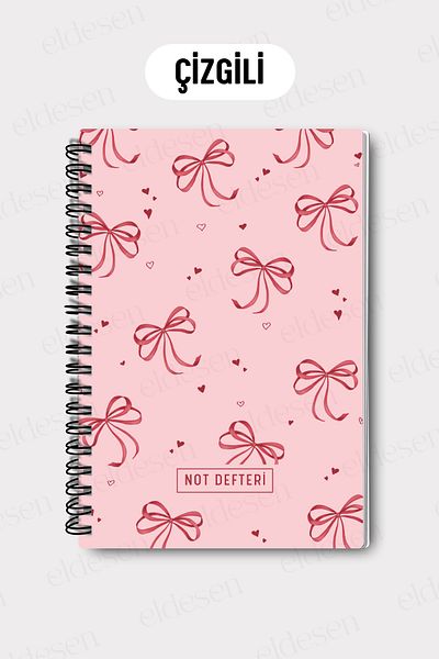 Eldesen Tasarım A5 Spiral Line School Notebook, 50 Sheets 100 Pages, Cardboard Cover Notepad