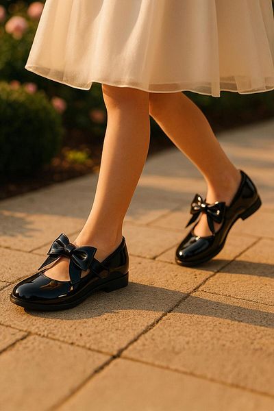 SIRRI Girl's Amira Velcro and Bow Ballerina Shoes