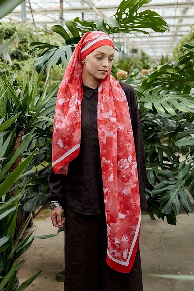 ELZE MODA Rose Patterned Viscose Soft Shal