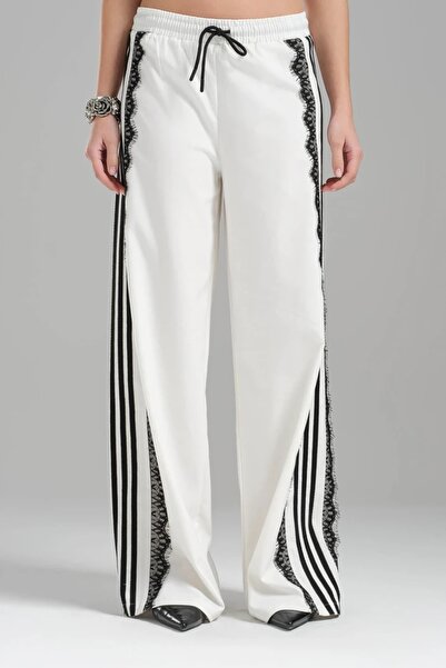 tw3 Women's Lace Detailed Design Pants with Elastic Waist