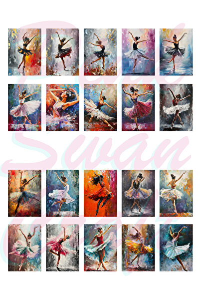 Pink Swan Craft مجموعة ملصقات راقصة الباليه ذات اللوحة الزيتية العتيقة، مجلة رصاصة، سجل قصاصات، مخطط، جدول أعمال