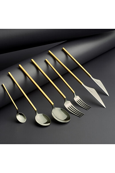 Jumbo 9100 Matte Gold 84-Piece 12-Person Fork Spoon Knife Set