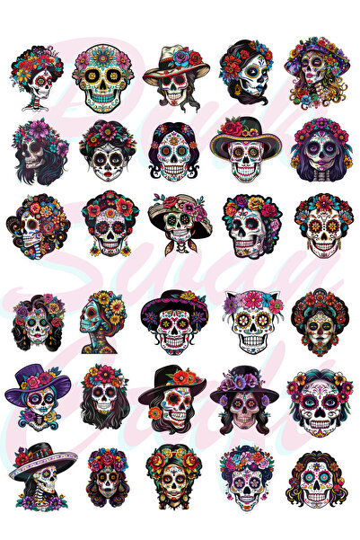 Pink Swan Craft Set de autocolante pentru fețe de schelet de ziua morților, j...