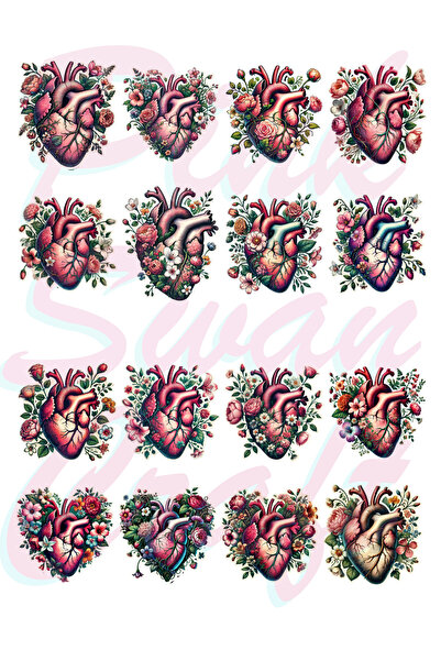 Pink Swan Craft Vintage Anatomski Set nalepnica sa srcima, Bullet Journal, Sc...