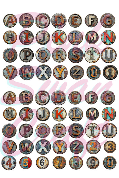 Pink Swan Craft Σετ αλφαβήτου από σκουριασμένο μέταλλο, Bullet Journal, Scrap...