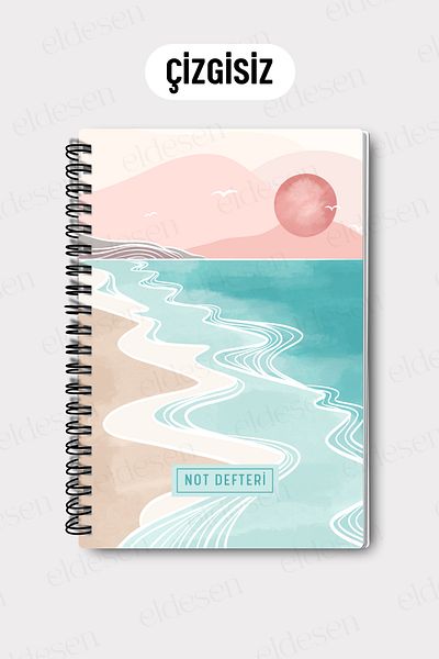 Eldesen Tasarım A5 Spiral Unlined School Notebook, 50 Sheets 100 Pages, Cardboard Cover Notepad