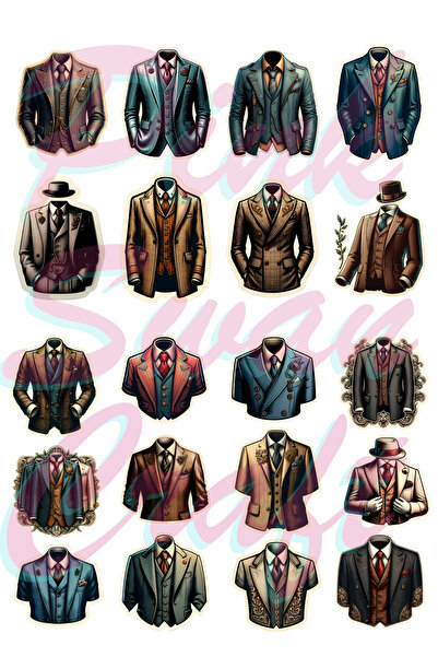 Pink Swan Craft Vintage set etiketa za muška odela, bullet journal, spomenar,...