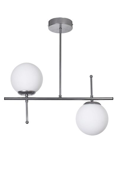 Modavize Feris Grey-White Glass 2-Piece Chandelier - Modern Living Room Kitchen Bedroom