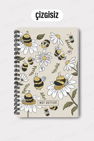 Eldesen Tasarım A5 Spiral Unlined School Notebook, 50 Sheets 100 Pages, Cardboard Cover Notepad