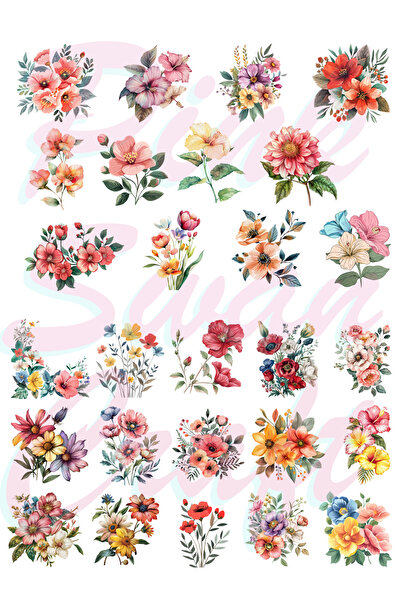 Pink Swan Craft Set de autocolante cu flori de acuarelă de epocă - Jurnal de ...