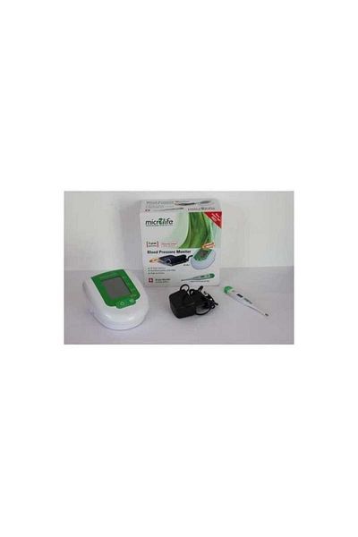 Microlife Digital Arm Blood Pressure Monitor BP 3AG1 Green (Adapter + Gift Digital Thermometer)