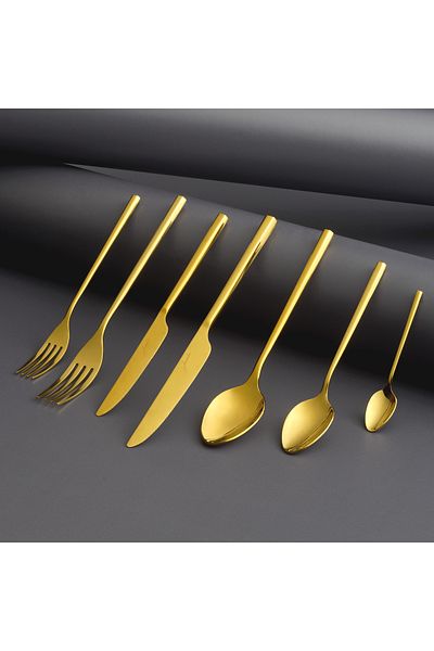 Jumbo 1001 Titanium Gold 84 Piece Cutlery Set for 12 Persons