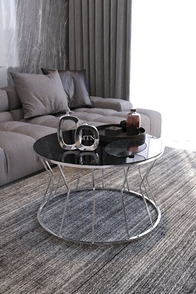 Ekübya Home Kum Saati Gümüş Ayak Siyah Ayna & Bohem Sehpa & Zigon Sehpa & Ort...