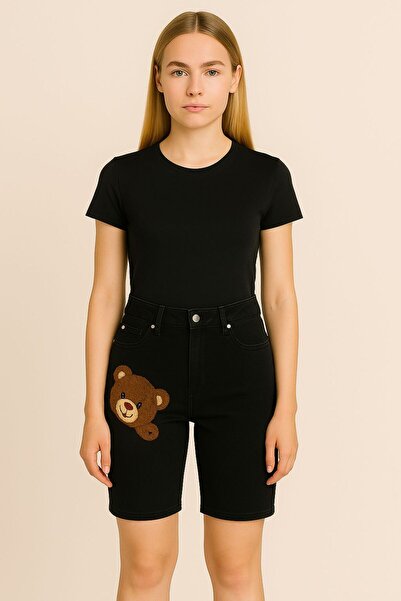 ELONİ JEANS AYICIK DETAYLI KOT ŞORT