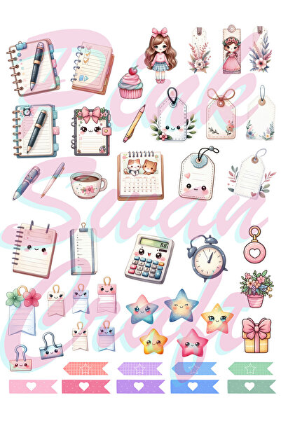 Pink Swan Craft Set de elemente de planificare drăguț pastel, jurnal cu glonț...