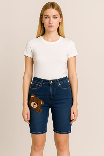 ELONİ JEANS AYICIK DETAYLI KOT ŞORT