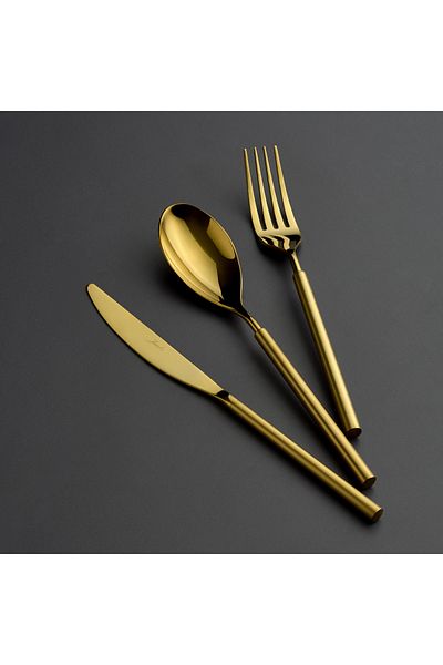 Jumbo 8000 Roller Titanium Matte Gold 12-Person 84-Piece Cutlery Set