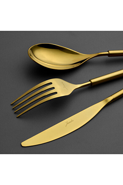 Jumbo 8000 Roller Titanium Matte Gold 12-Person 84-Piece Cutlery Set