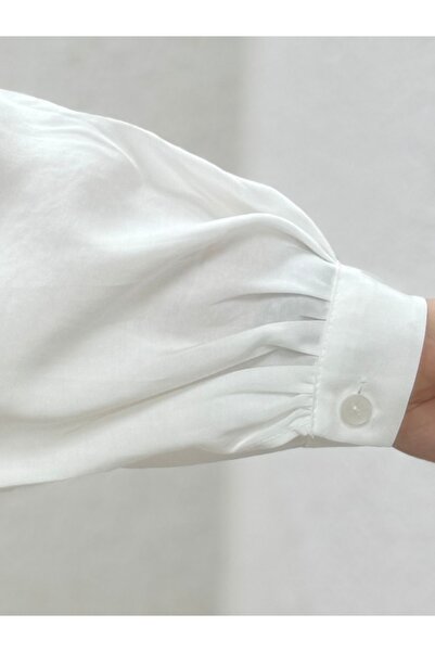 Mihra Yelilia Lace-up Robe Modal πουκάμισο-PE223 Λευκό