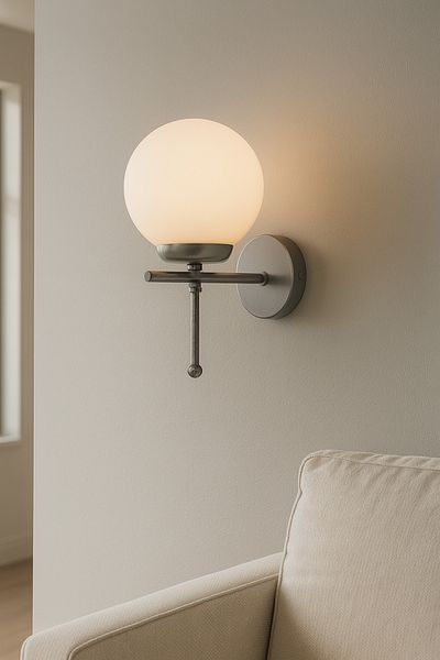 Modavize Feris Special Living Room - Cafe Kitchen Wall Sconce with Gray and White Glass Design