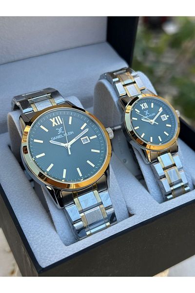 Daniel Klein Couple's Combination - Couple's Watch, Steel Band, Calendar Dial, 3 Atm B.13908M4