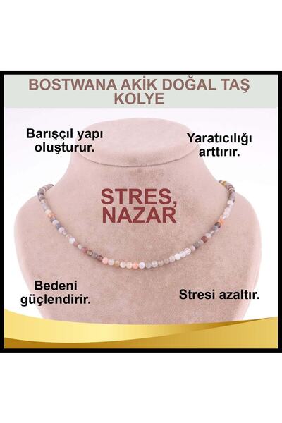 OSMANLI DEĞERLİ TAŞ Sertifikalı Bostwana Akik Doğal Taş Kolye 3 Mm - M399
