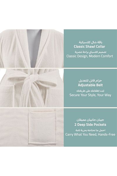 Donetella Unisex Bathrobe 100% Cotton Velour Large & Extra Large, 400 Gsm, Ankle-length With Shawl Collar