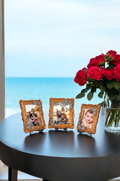AYDİZAYN Triple Decorative Polyester Photo Frames