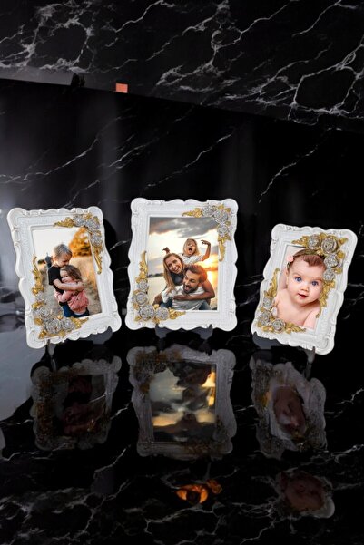 AYDİZAYN Triple Decorative Polyester Photo Frames