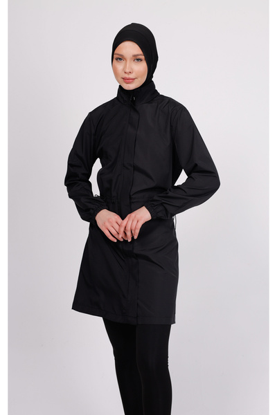 Genel Markalar Nua Düz Siyah Tesettür Mayo Takımı (ÜST TAYT ÇANTA BONE) – 4’l...