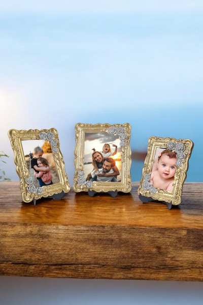 AYDİZAYN Triple Decorative Polyester Photo Frames