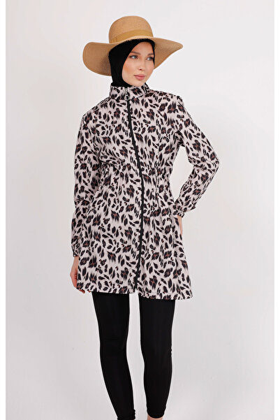 GAVLİA Nuu Leopard Patterned Hijab Swimsuit Top (Single) - Bag Gift