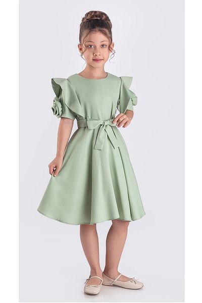 Zaziko Kids Rochie cu mânecă scurtă cu detaliu trandafir pentru fetiță ELB.2717-Z