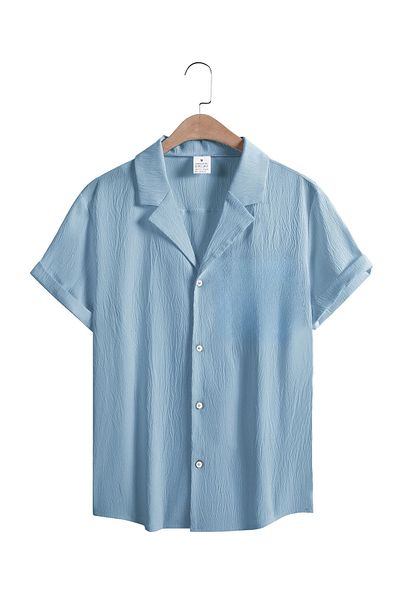 King Brothers Ανδρικό πουκάμισο Oversize - Κοντό μανίκι, ύφασμα κηρήθρας