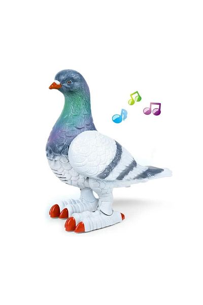 divendi-ro Musical toy in the shape of a pigeon, with music and lights, White-Multicolor