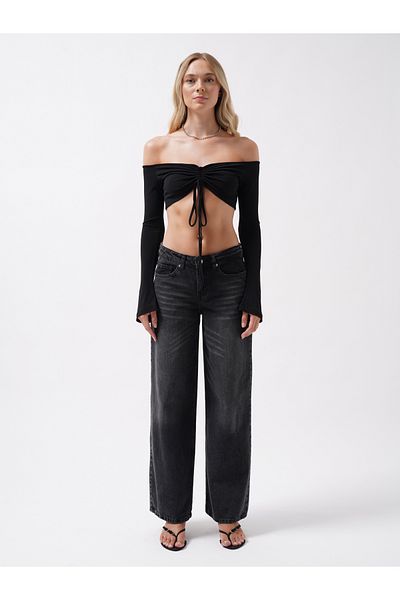 Black Fashion Bluză Neagră Lift - Gât Barcă
