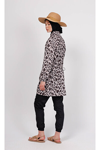 GAVLİA Nua Leopard Patterned Hijab Swimsuit Top (Single) - Bag Gift