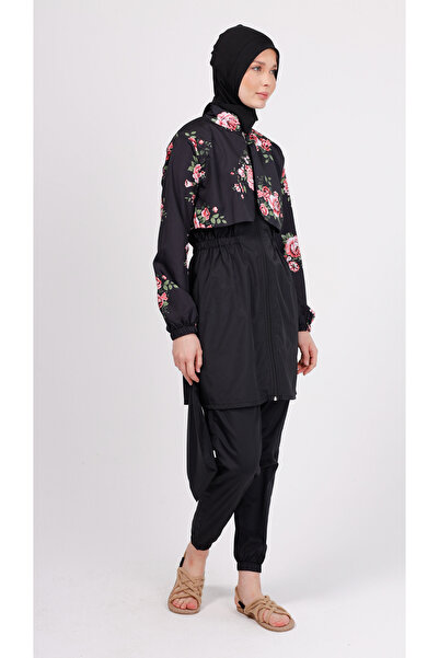 GAVLİA Σετ μαγιό με μοτίβο λουλουδιών Vera – Σετ 4 τεμαχίων με παντελόνι αλεξίπτωτο (με κορδόνι)