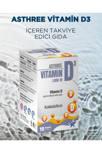 Aster Pharma Asthree vitamin D3 1000 IU 30 Kapsül