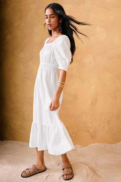 Pull & Bear Long dress with balloon sleeves