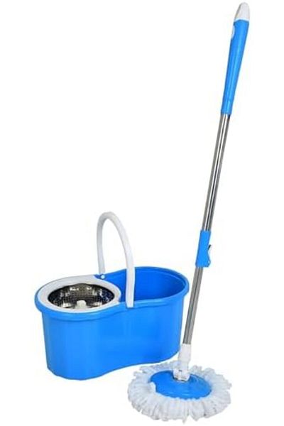 AKC GROUP Rotate Stainless Steel Wringer Spin Mop Bucket – 15 Ltr Plastic Magic Mop System