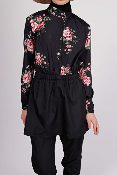 GAVLİA Sore Floral Patterned Hijab Swimsuit Top (Single) - Bag Gift