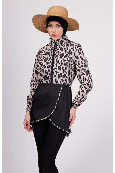 GAVLİA Runa Leopard Patterned Hijab Swimsuit Set (Top + Leggings + Bag) – Set...