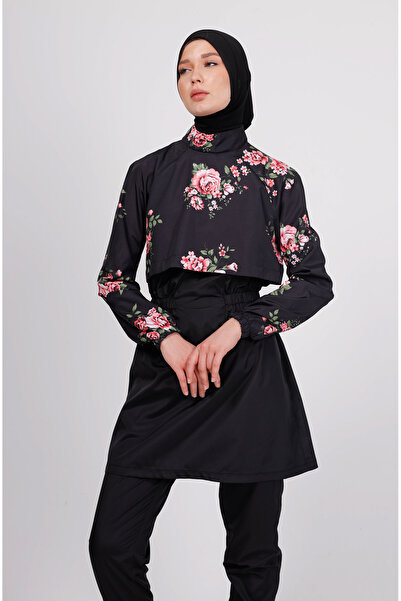 GAVLİA Σετ μαγιό με λουλουδάτο σχέδιο Niva – Σετ 4 τεμαχίων με παντελόνι αλεξίπτωτο (ΜΕ ΜΠΟΝΕΛ)