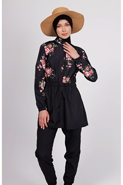 GAVLİA Sore Floral Patterned Hijab Swimsuit Top (Single) - Bag Gift