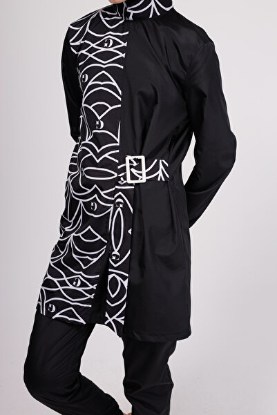 GAVLİA Juno Geometric Patterned Hijab Swimsuit Top (Single) - Bag Gift