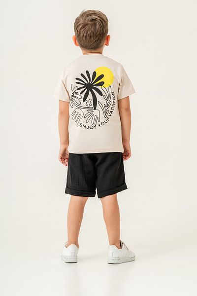 e-çocuk Boy's Palm Sun Back Printed Muslin Shorts Set - 60299